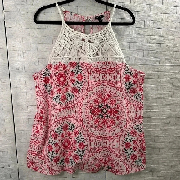 Torrid Crochet Tank top NWT pink & green plus size2X pit-pit 22” shoulder-hem31” - Picture 6 of 6